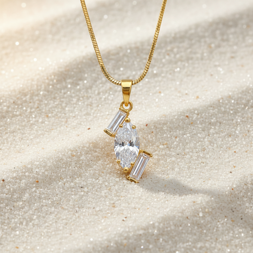 Modern Marquise Stone Pendant Necklace
