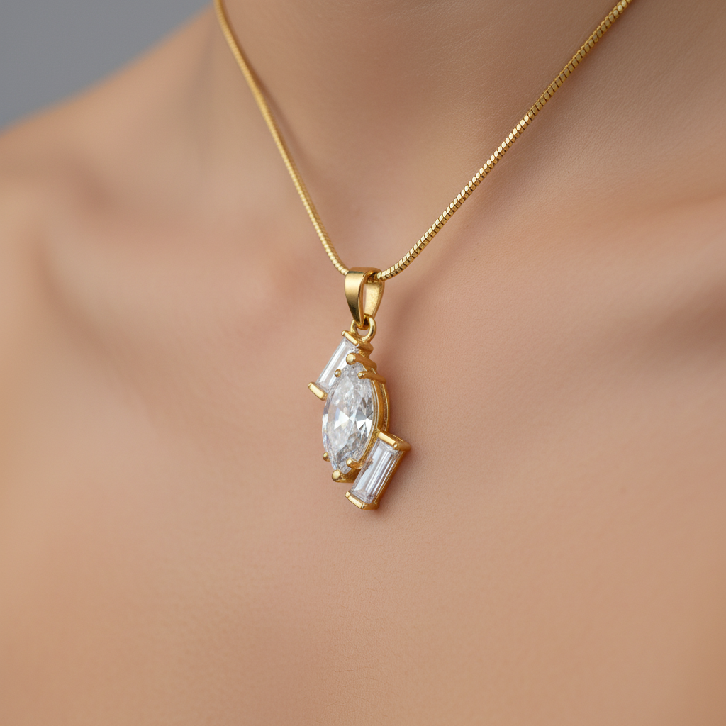 Modern Marquise Stone Pendant Necklace