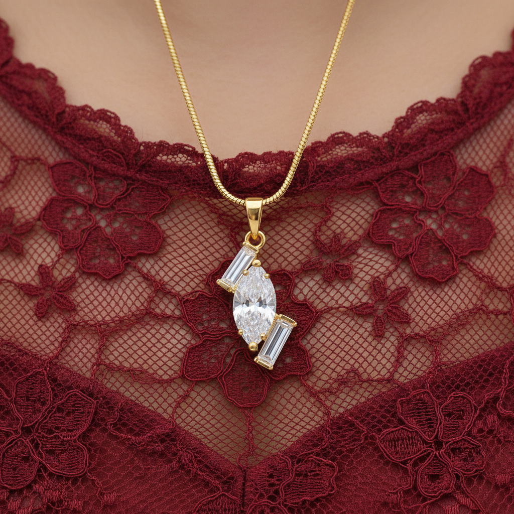 Modern Marquise Stone Pendant Necklace