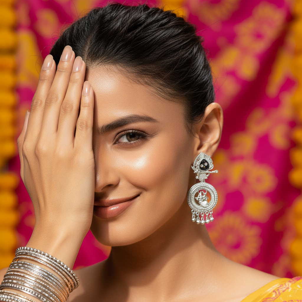 Beautiful Shri Krishna Ji Earrings and Jhumka