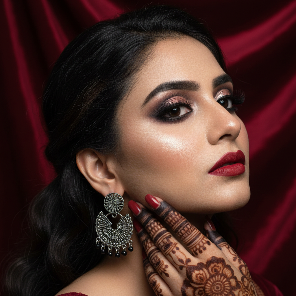 pink pearls chandbali jhumka earrings