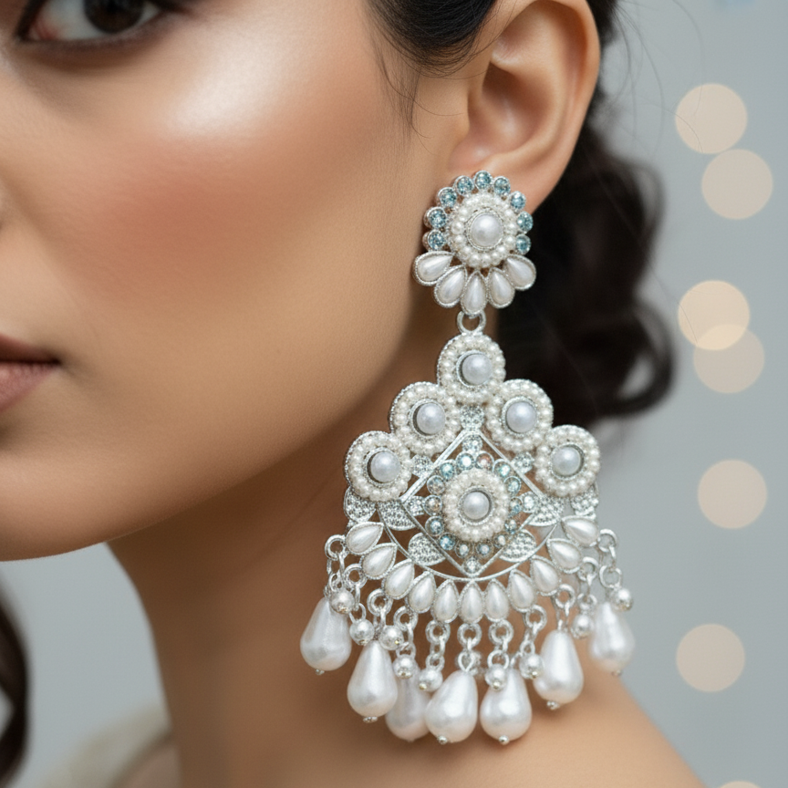 Danglers Earring for Women & Girls heavy earrings for wedding Pearl, Diamond Brass Drops & Danglers