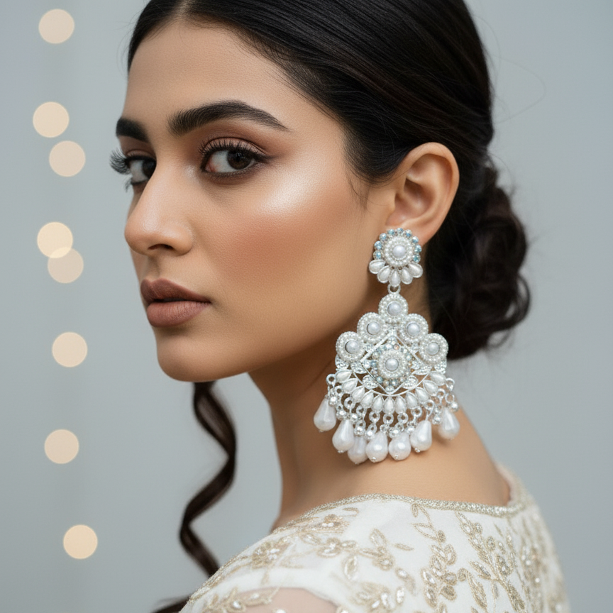 Danglers Earring for Women & Girls heavy earrings for wedding Pearl, Diamond Brass Drops & Danglers