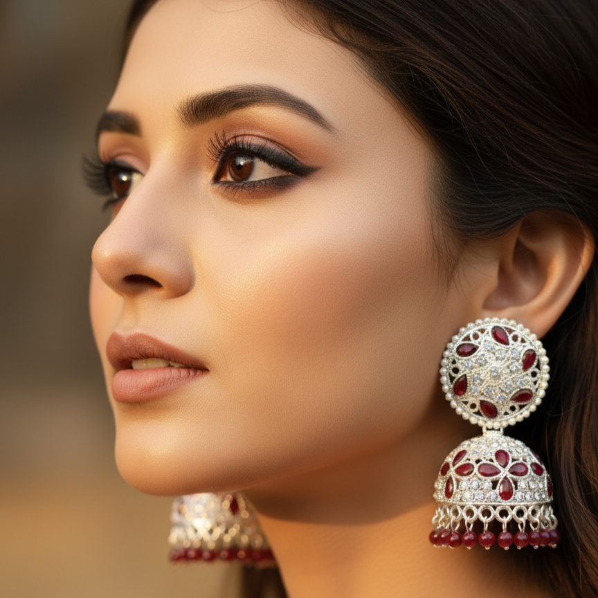 MONKDECOR Maddy Space Elite Transformed Kundan Popular Jhumkhas / Earrings For women & Girls.