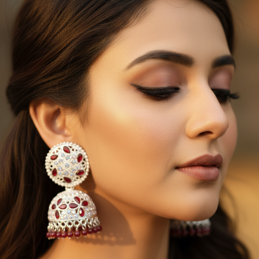MONKDECOR Maddy Space Elite Transformed Kundan Popular Jhumkhas / Earrings For women & Girls.