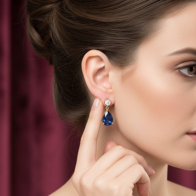 SOHI gold-plated designer stone necklace and earring set.