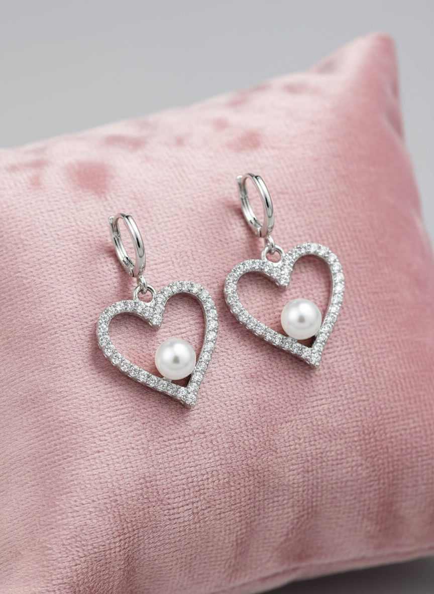 heart-shaped hoop earrings