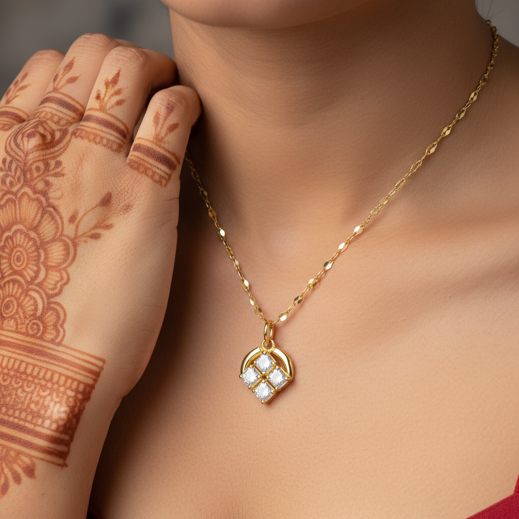 Elegant Four Stone Diamond Necklace