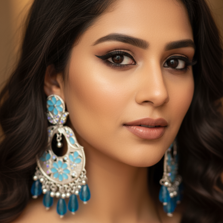 Pearl Blossom Oxidised Jhumka