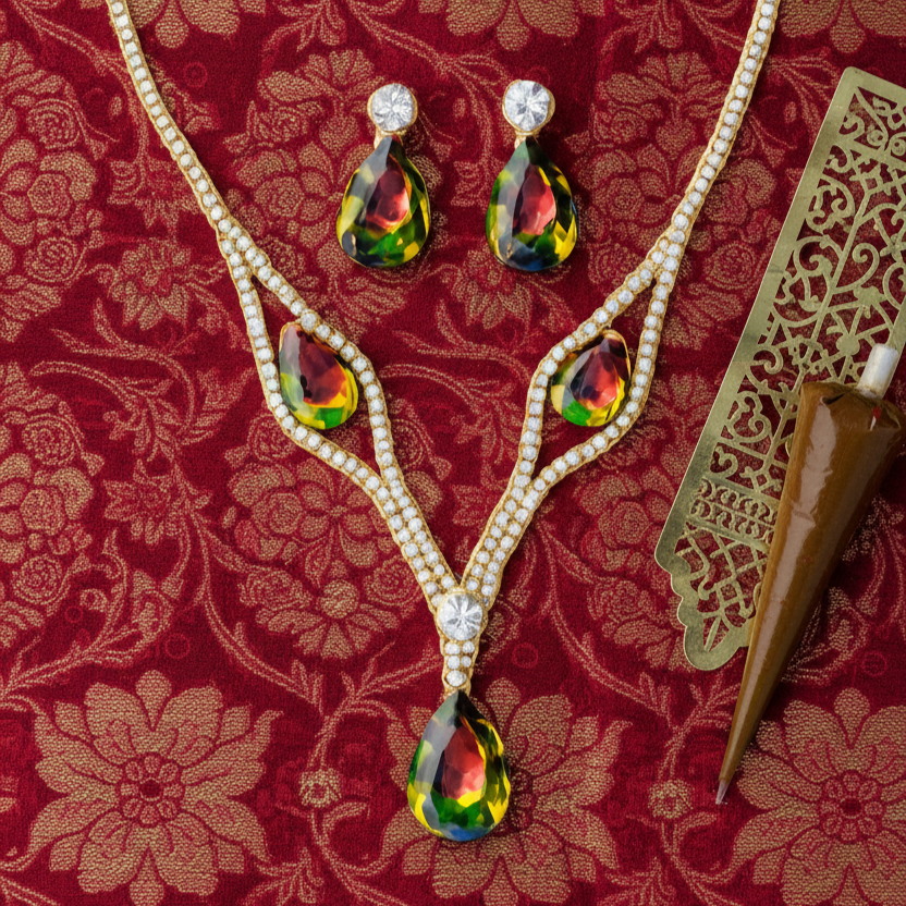 Romeo Stone Necklace Set With Earrings