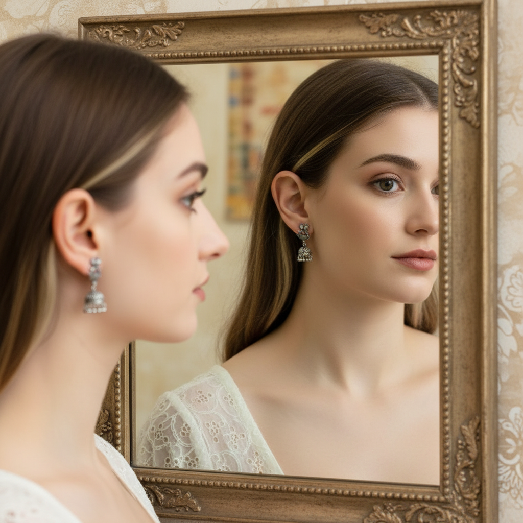 Royal Swan Oxidised Jhumka