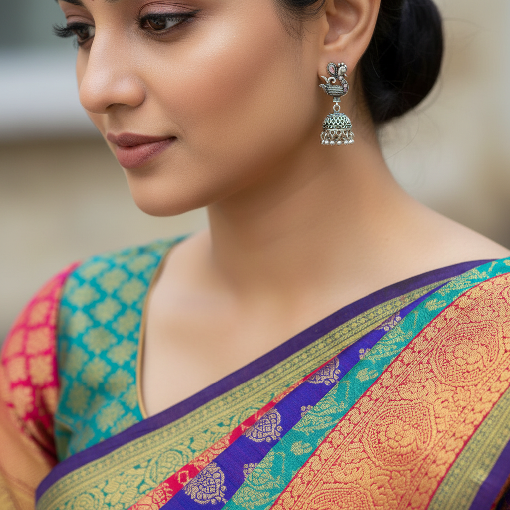 Royal Swan Oxidised Jhumka