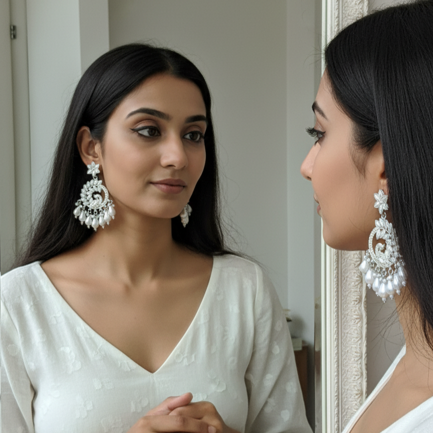 Pearl Blossom Chandbali