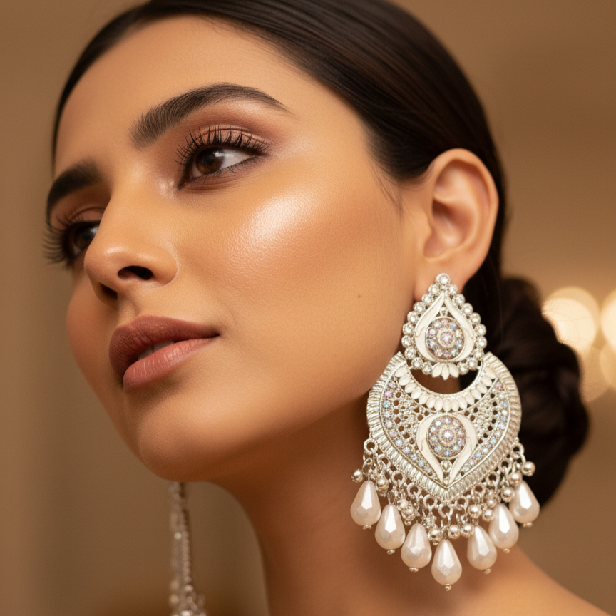 Chandbali earrings.