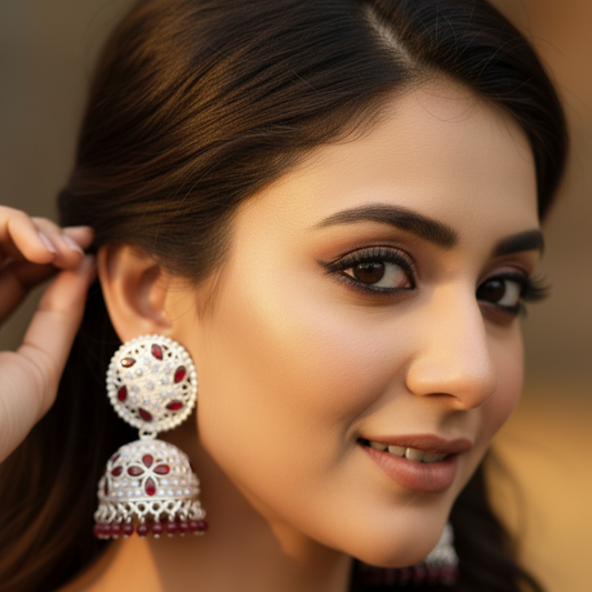 MONKDECOR Maddy Space Elite Transformed Kundan Popular Jhumkhas / Earrings For women & Girls.