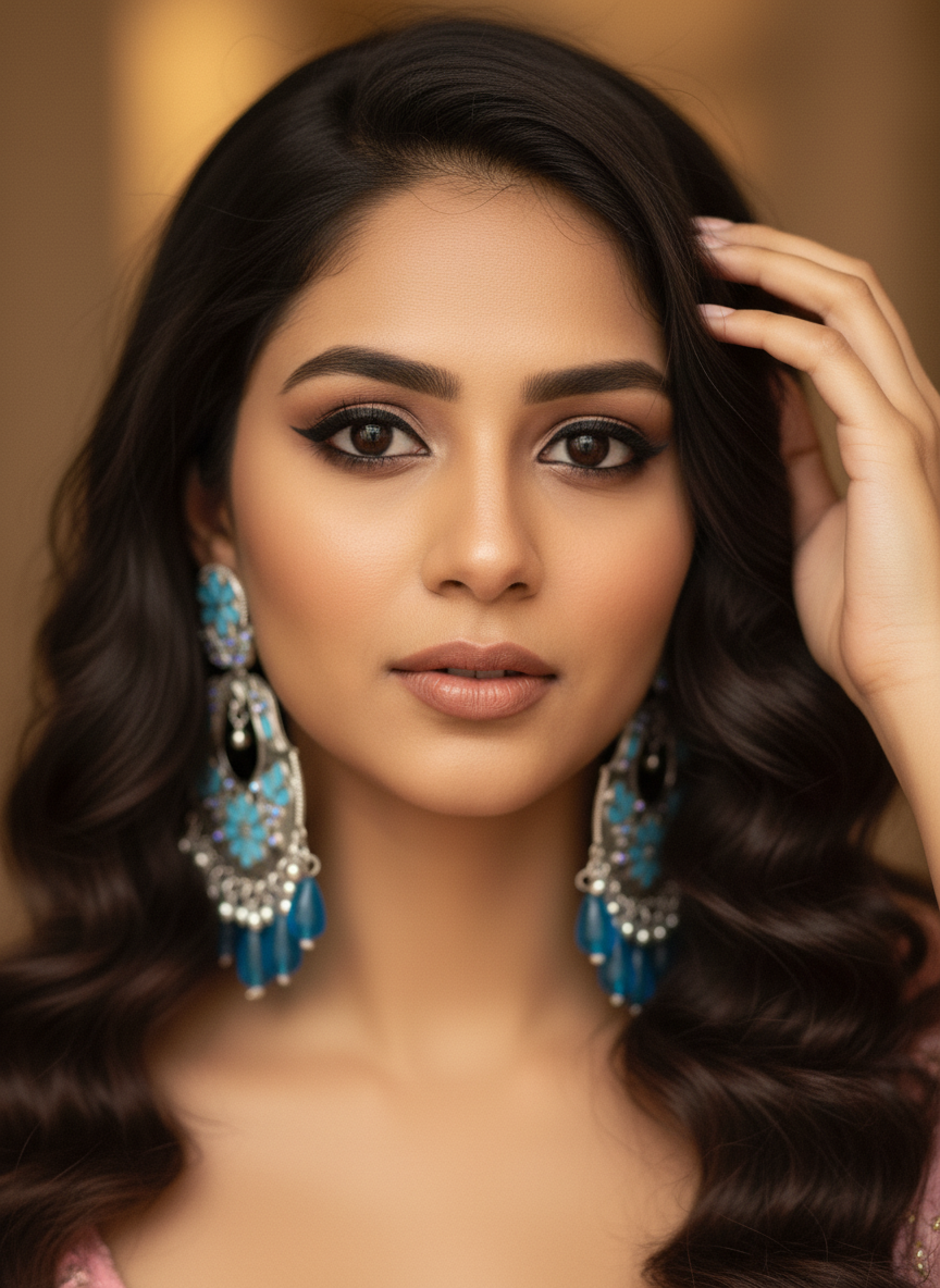 Pearl Blossom Oxidised Jhumka