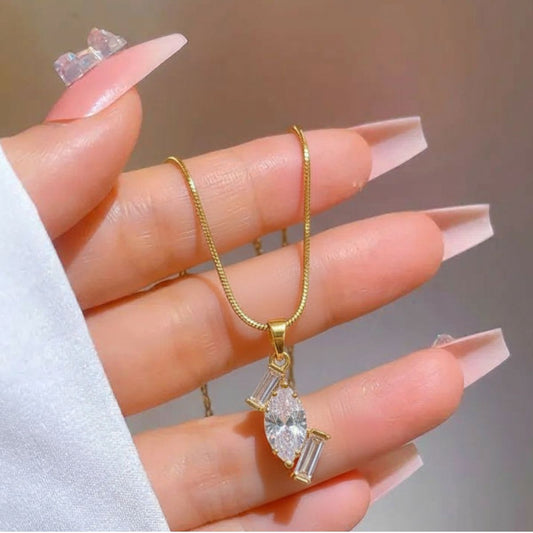 Modern Marquise Stone Pendant Necklace