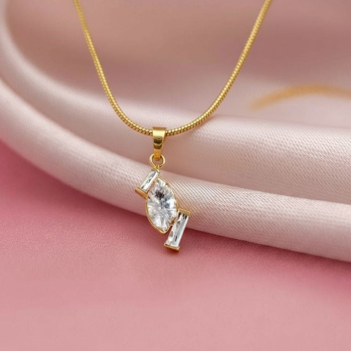 Modern Marquise Stone Pendant Necklace