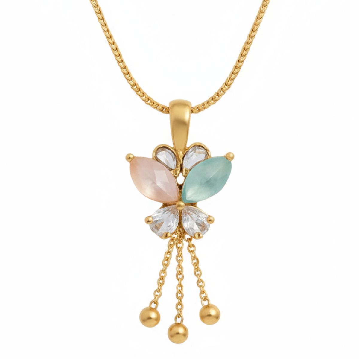 Elegant Butterfly Gemstone Pendant Necklace