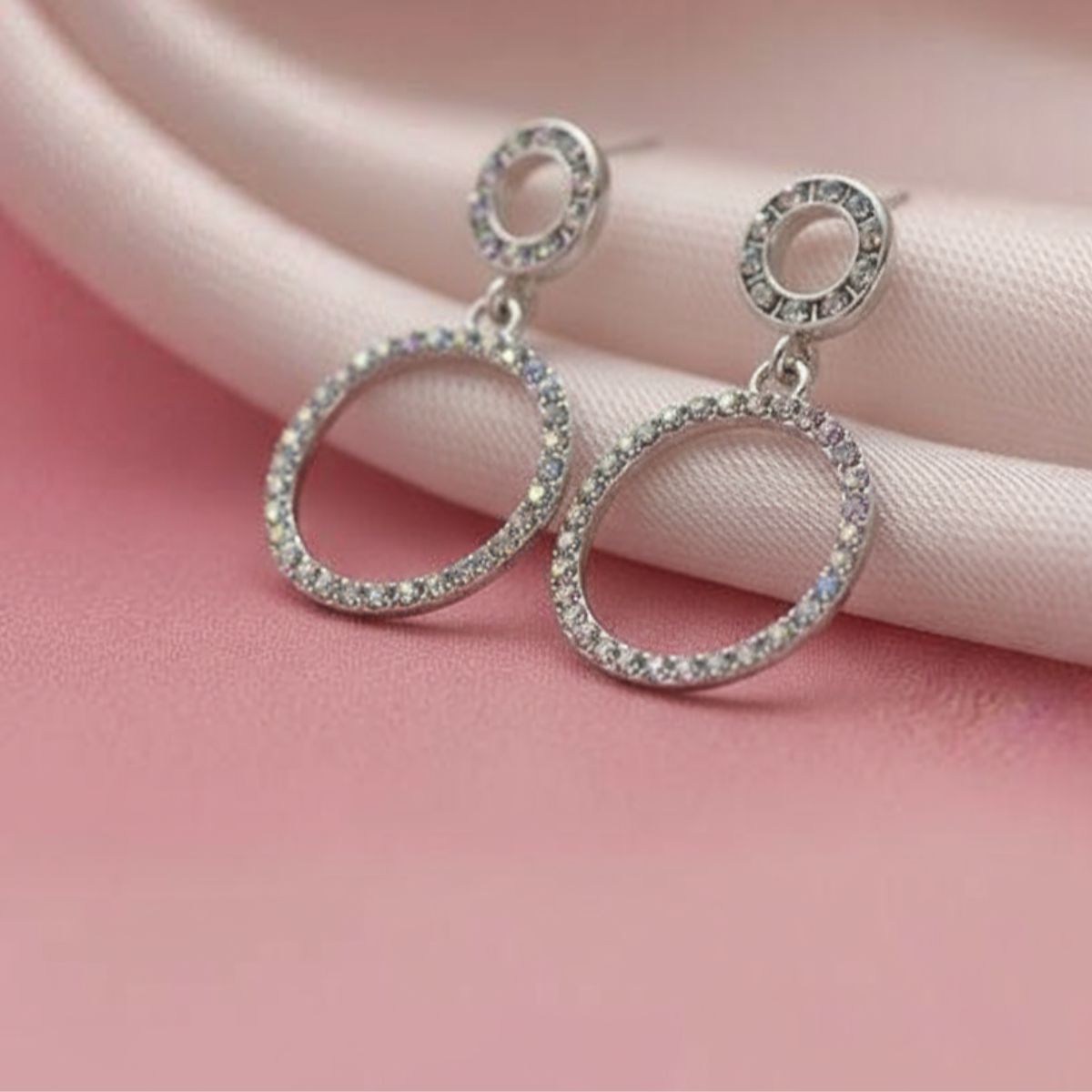 Crystal Circle Drop Earrings