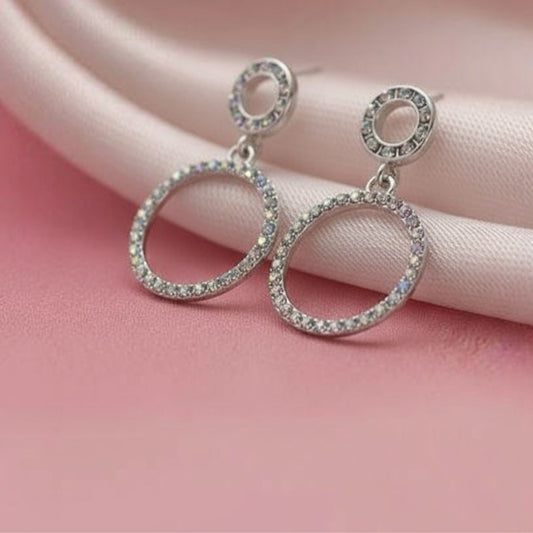 Crystal Circle Drop Earrings