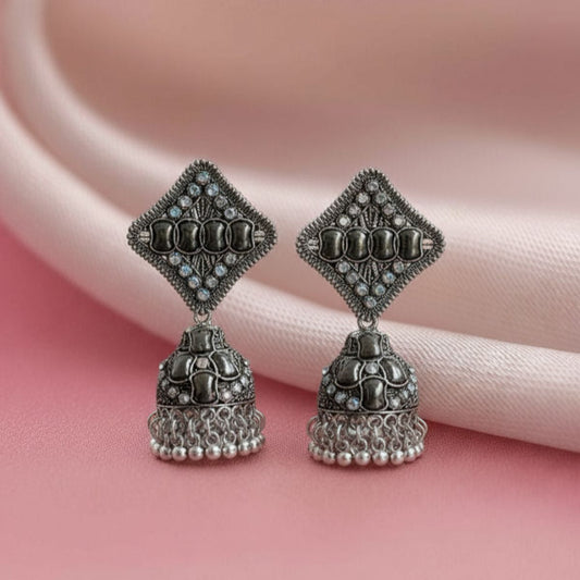 Diamond Chic Oxidised Jhumka