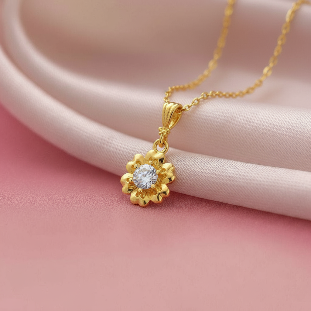 Floral Diamond Gold Necklace