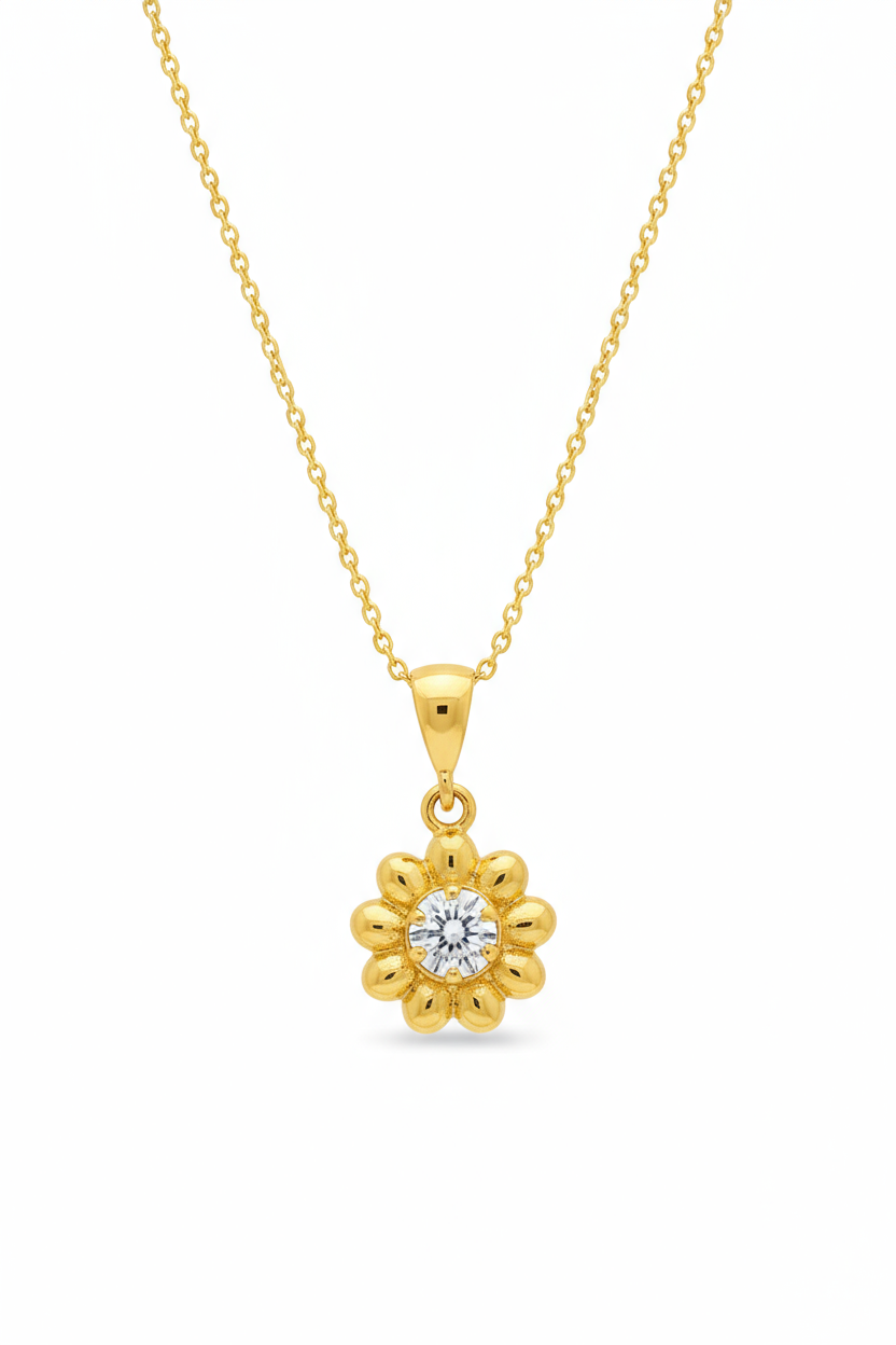 Floral Diamond Gold Necklace