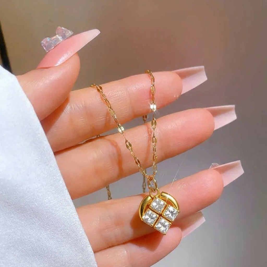 Elegant Four Stone Diamond Necklace