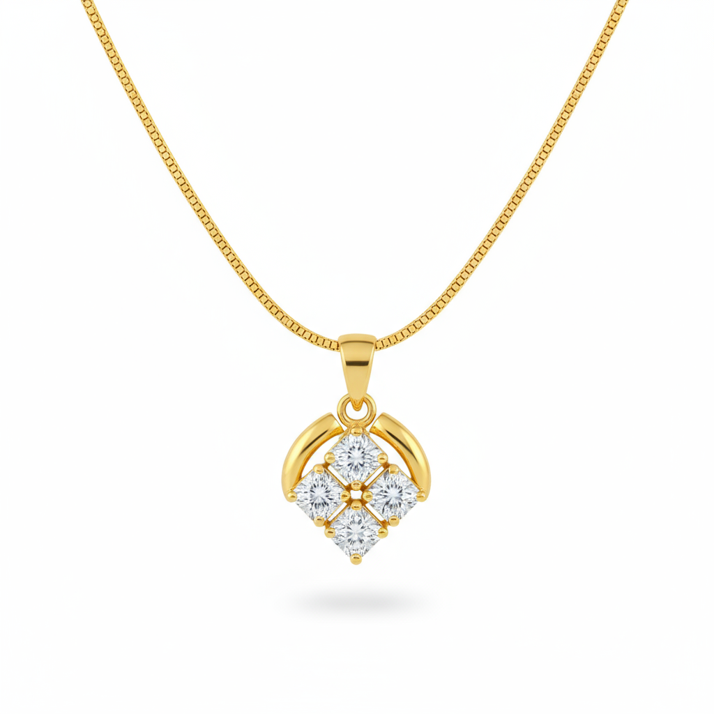 Elegant Four Stone Diamond Necklace